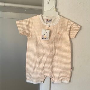 Striped Baby Romper - Cream